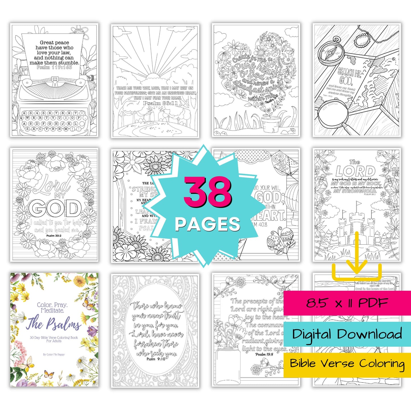 Color Pray Meditate The Psalms Adult Christian Coloring Book