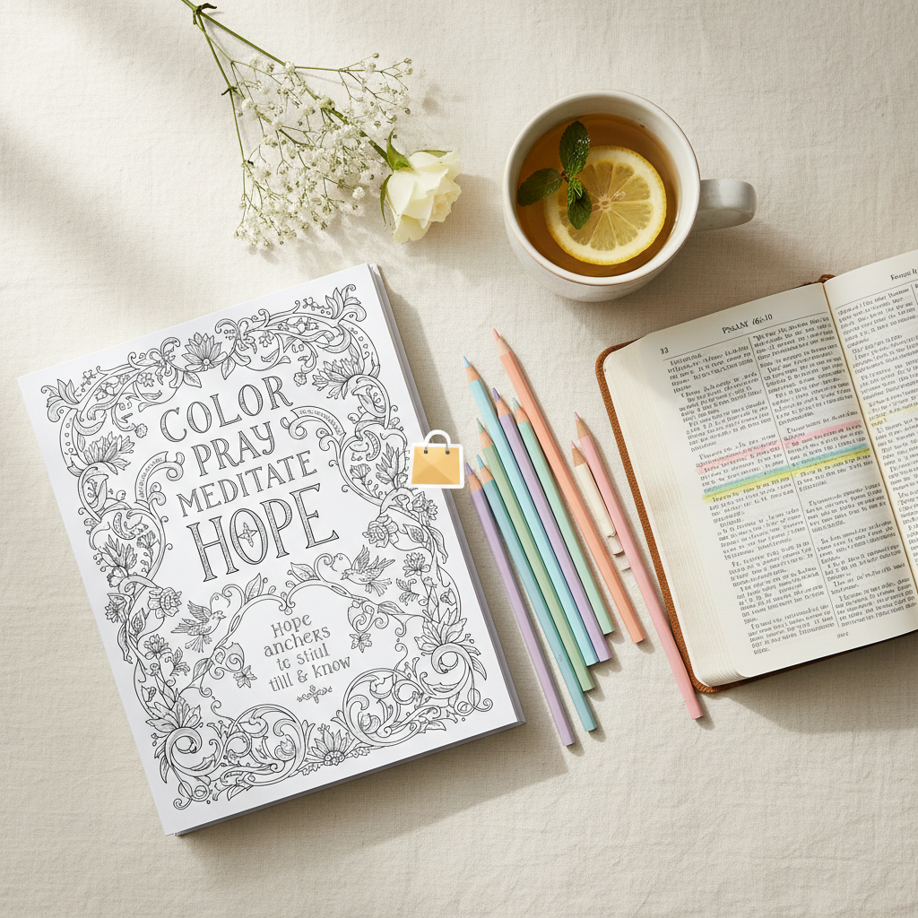 Color Pray Meditate Hope - flat lay